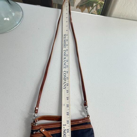 Lands End 1963 Bag Blue Canvas With Leather Trims Crossbody Strap - Picture 4 of 9